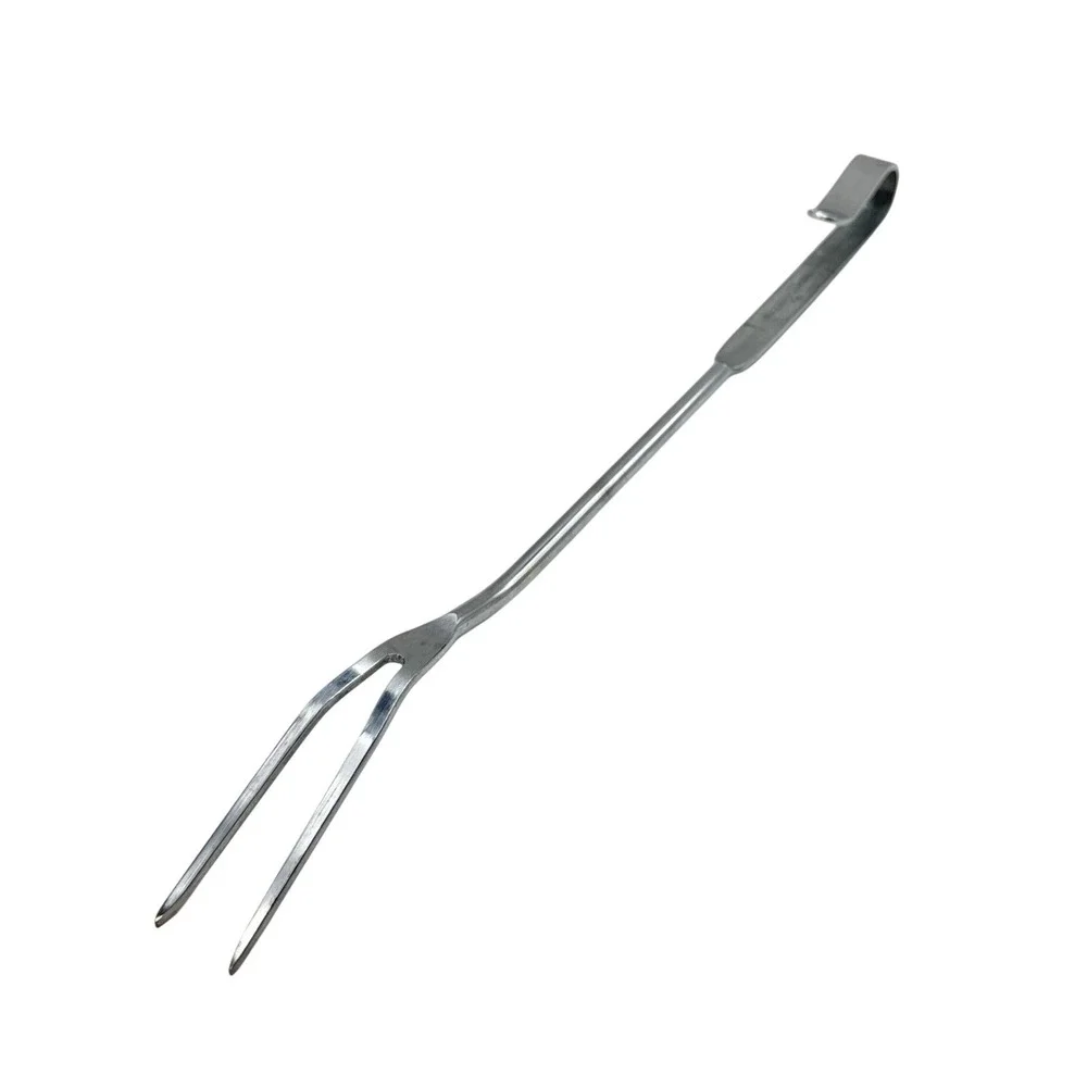 Vintage Speedy-Clean Chrome 2 Prong Cooking Meat‎ Fork Hooked Handle Made in USA
